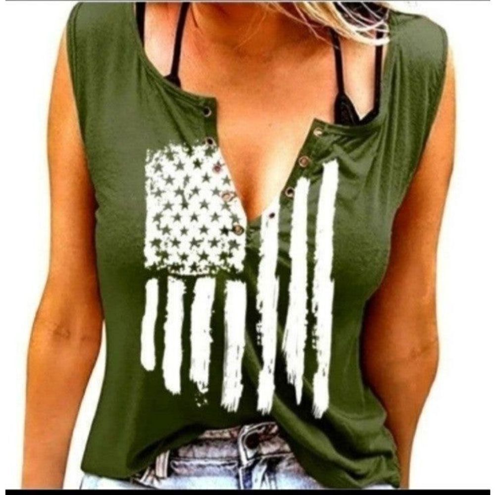 Women's American Flag Print Tank Top sz Large